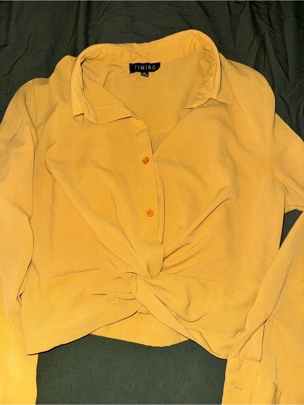 TIMING Yellow Twist-Front Button-Down Shirt